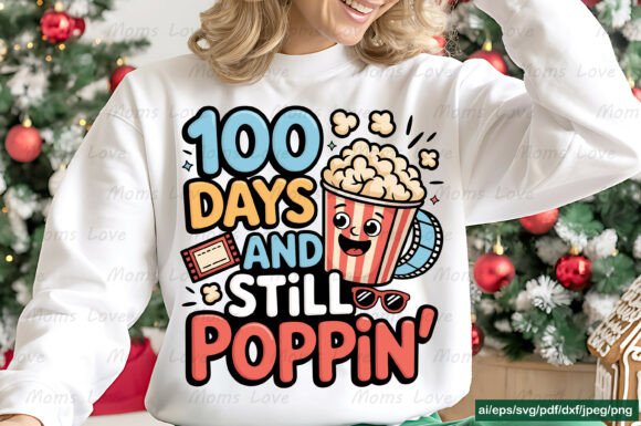 100 Days and Still Poppin SVG PNG Tee