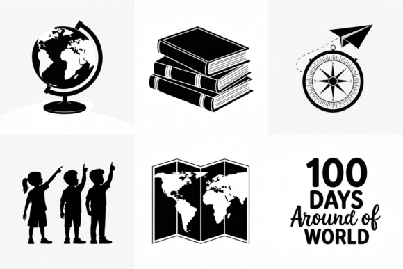 100 Days Around the World School Icons