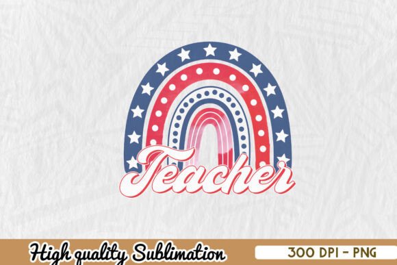 American Teacher Rainbow PNG: Graphics for Crafts & Small Business