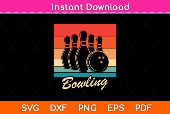 Bowling Retro Style Vintage Svg Png File