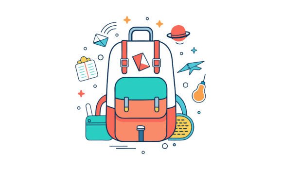 Colorful School Backpack Vector for Graphics and Crafts