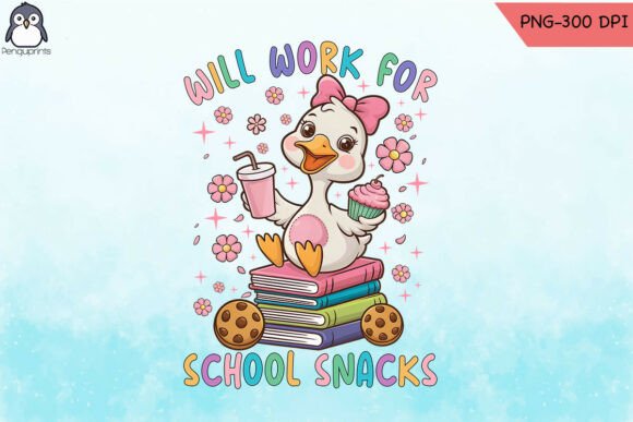 Cute Work for School Snacks Goose PNG: Graphics & Crafts