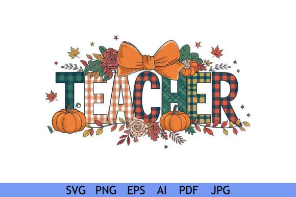 Fall Teacher Pumpkin Plaid Style Graphics
