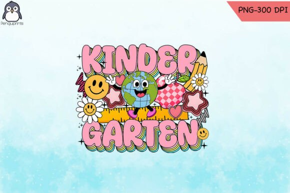 Groovy Retro Kindergarten Teacher PNG