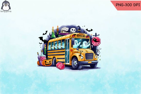 Halloween School Bus Sublimation PNG