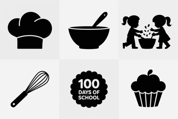 Kids Baking and 100 Days of School Icons