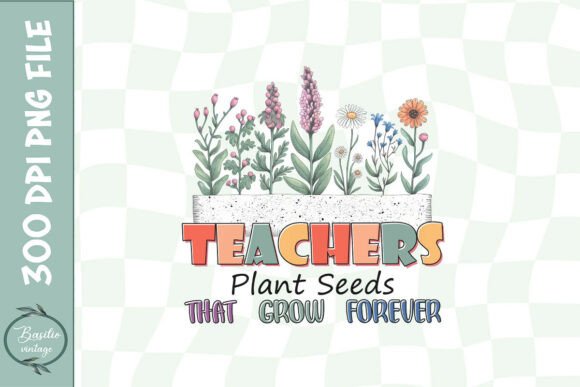 Retro Teacher Wildflower Floral PNG