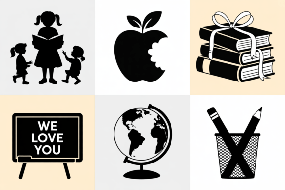 School Icons Teacher Student Apple Graphics