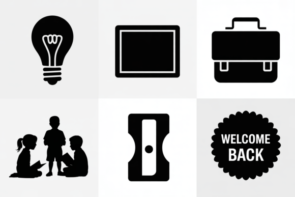 School Icons Vector Clip Art Set: Graphics for Crafts