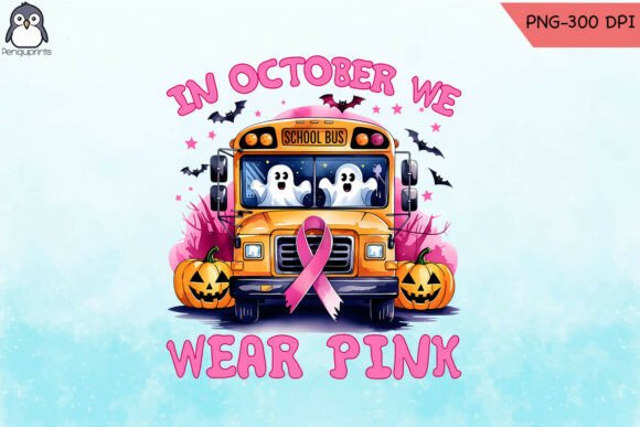 Sublimation Breast Cancer School Bus PNG Graphics