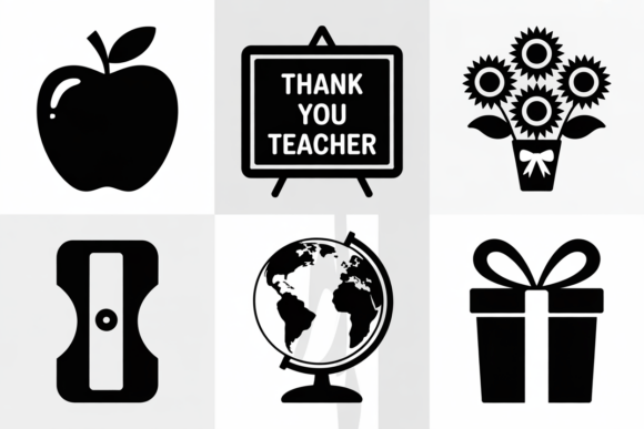 Teacher Appreciation Icons Set: Graphics and Crafts