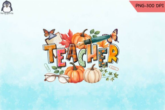 Teacher Fall Vibes Sublimation PNG: Graphics for Crafts