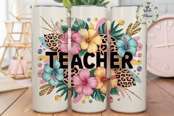 Teacher Hibiscus 20oz Tumbler Wrap Graphics