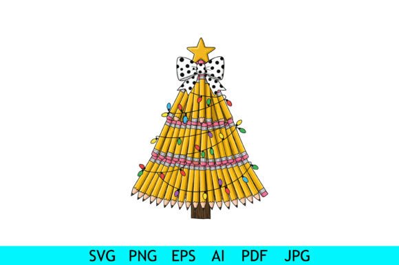 Teacher Pencil Christmas Tree Clipart: Graphics & Crafts