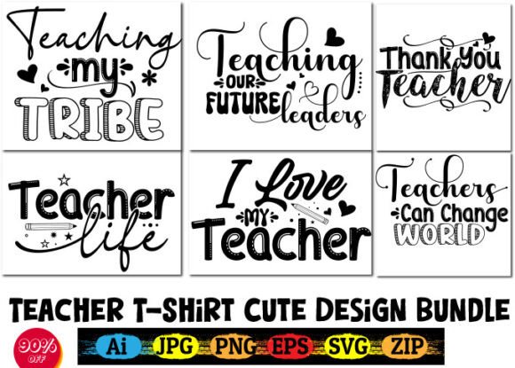 Teacher T-Shirt Cute Design Bundle: Graphics & Crafts for Creative Publishing